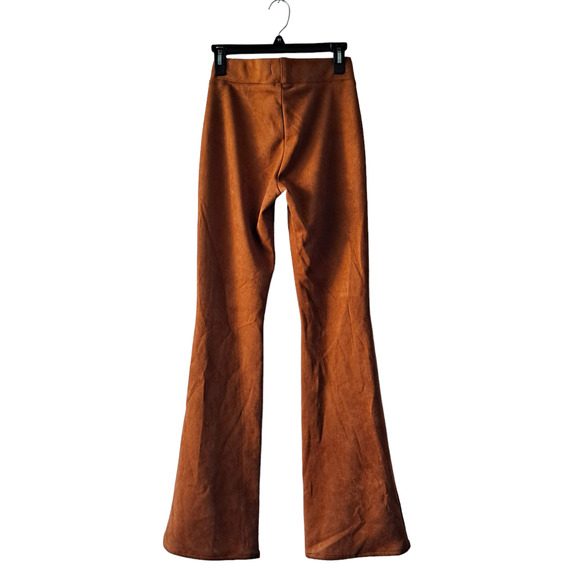 L'Agence Marta Cognac Suede Pull On Flared Leg Pants - Size Small Tall - Picture 2 of 15